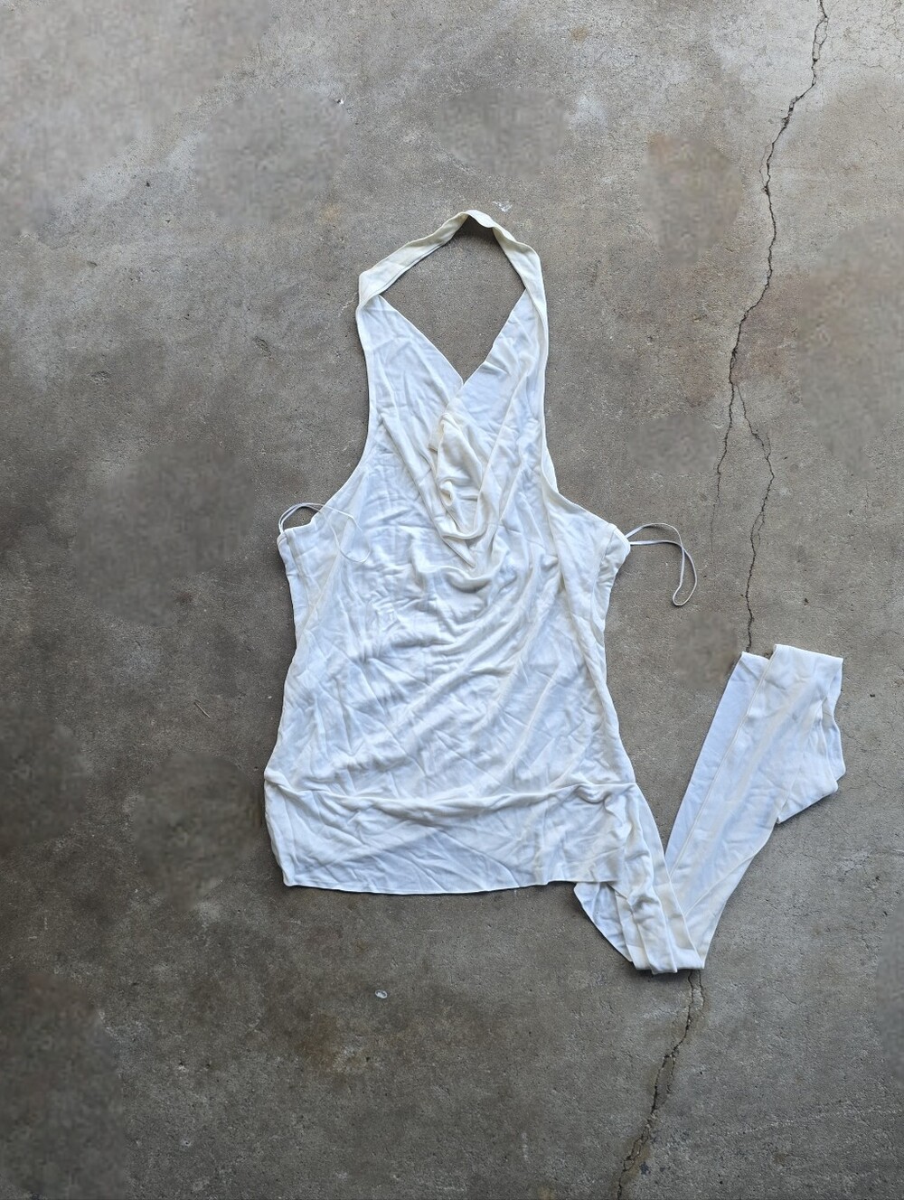 Vintage Y2k Express Cowl Ivory Halter Top Going Out Club Top Large